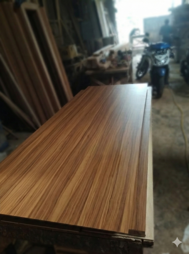 al Pintu Kayu Solid Jati Minimalis Jakarta Pintu kayu jati solid desain minimalis produksi bengkel PK Tunas Kayu Jakarta.
